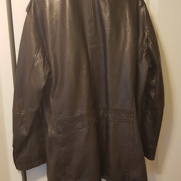 leather medium length coat - Picture 2 of 2